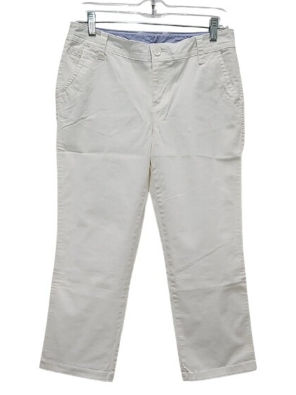 St. John's Bay Straight Leg Casual Capri Pants Size 6 Petite White Travel Preppy